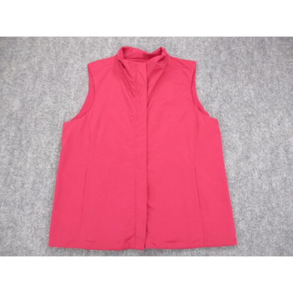 Eileen Fisher Vest Womens Petite Medium Pink Funnel Collar Two-Way Zip Pockets - Picture 1 of 16